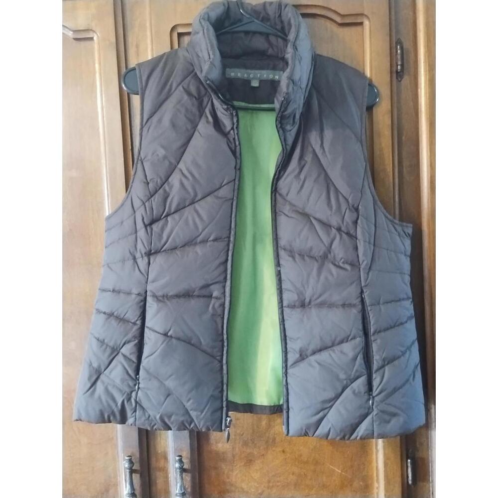 Down Puffer Vest KENNETH COLE Womens LARGE Brown Winter‎ Outerwear